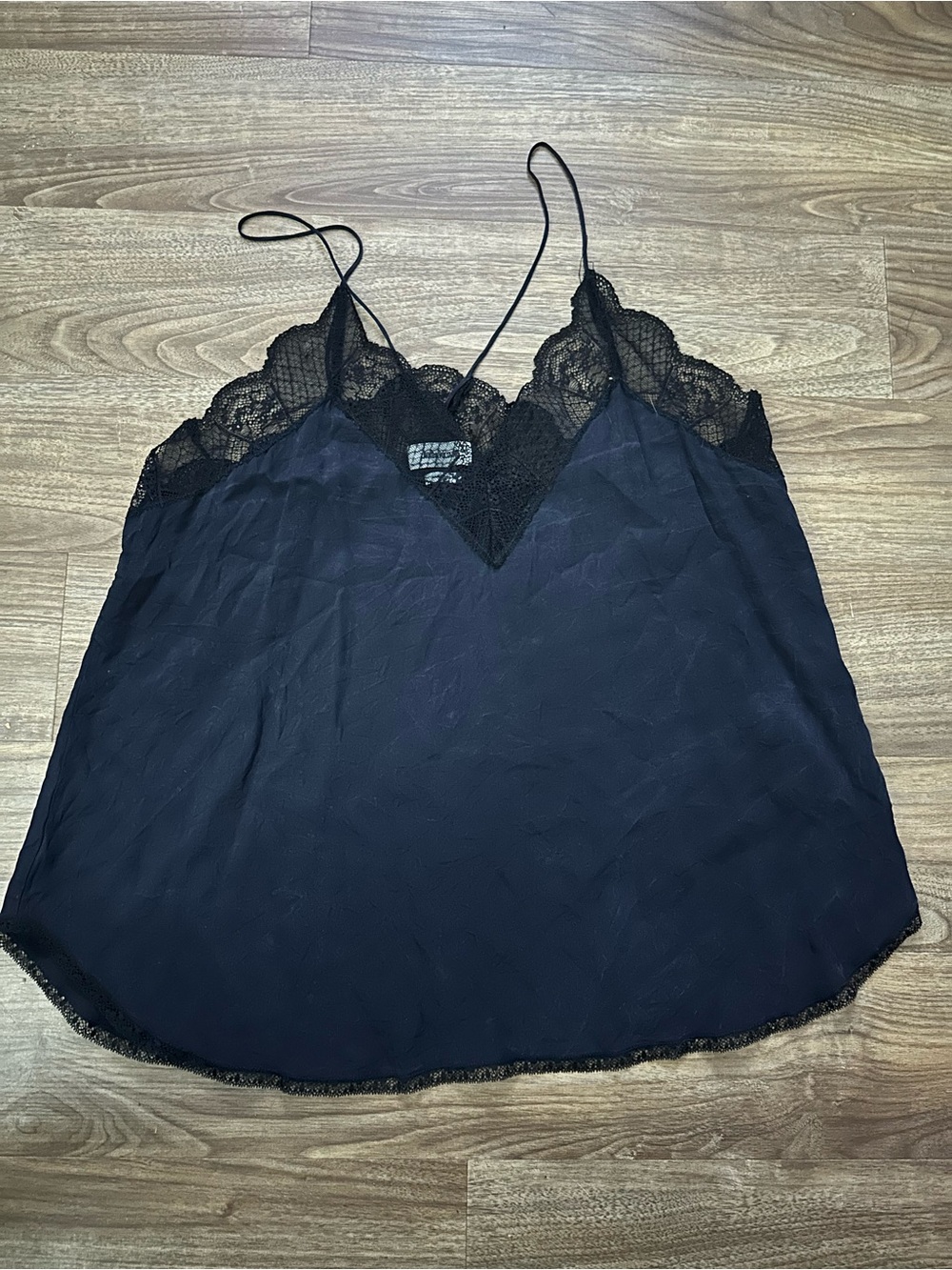 Zadig & Voltaire Black Lace-Trim Satin Camisole